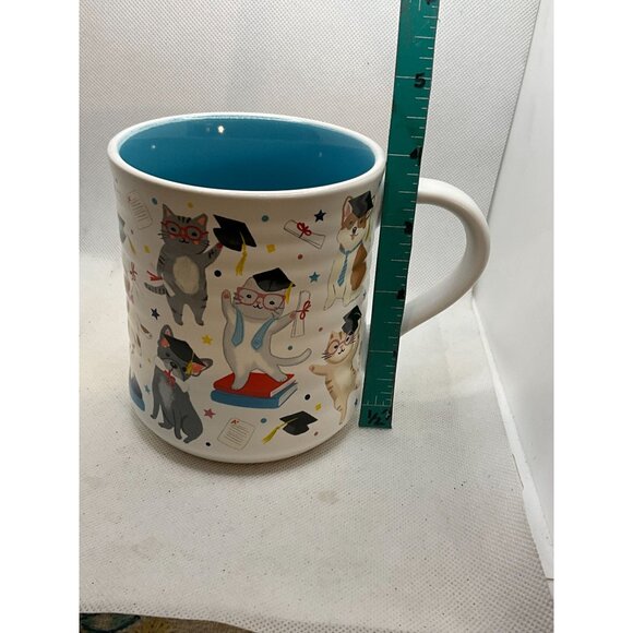Graduation Cat-Themed Ceramic Mug By Clementine Paper Inc. 16 Oz Teal Interior & - Picture 5 of 6